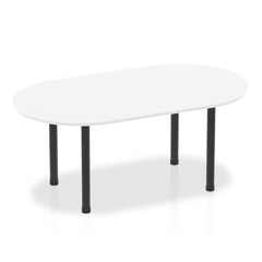 Dynamic Impulse 1800mm Boardroom Table White Top Black Post Leg I004180 DD
