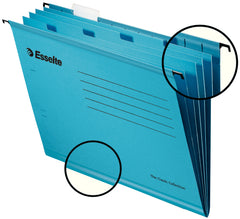 Esselte Pendaflex Foolscap Reinforced Suspension File Card V Base Blue (Pack 10) 93135 DD