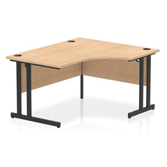Dynamic Impulse W1400 x D800/1200 x H730mm Right Hand Crescent Desk With Cable Management Ports Cantilever Leg Maple FInish Black Frame - MI003231 DD