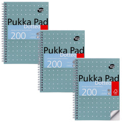 Pukka Pads Metallic Jotta Notepad Wirebound A5 5mm Dotted Grid 200 Perforated Pages Green (Pack 3) - JM021DOT