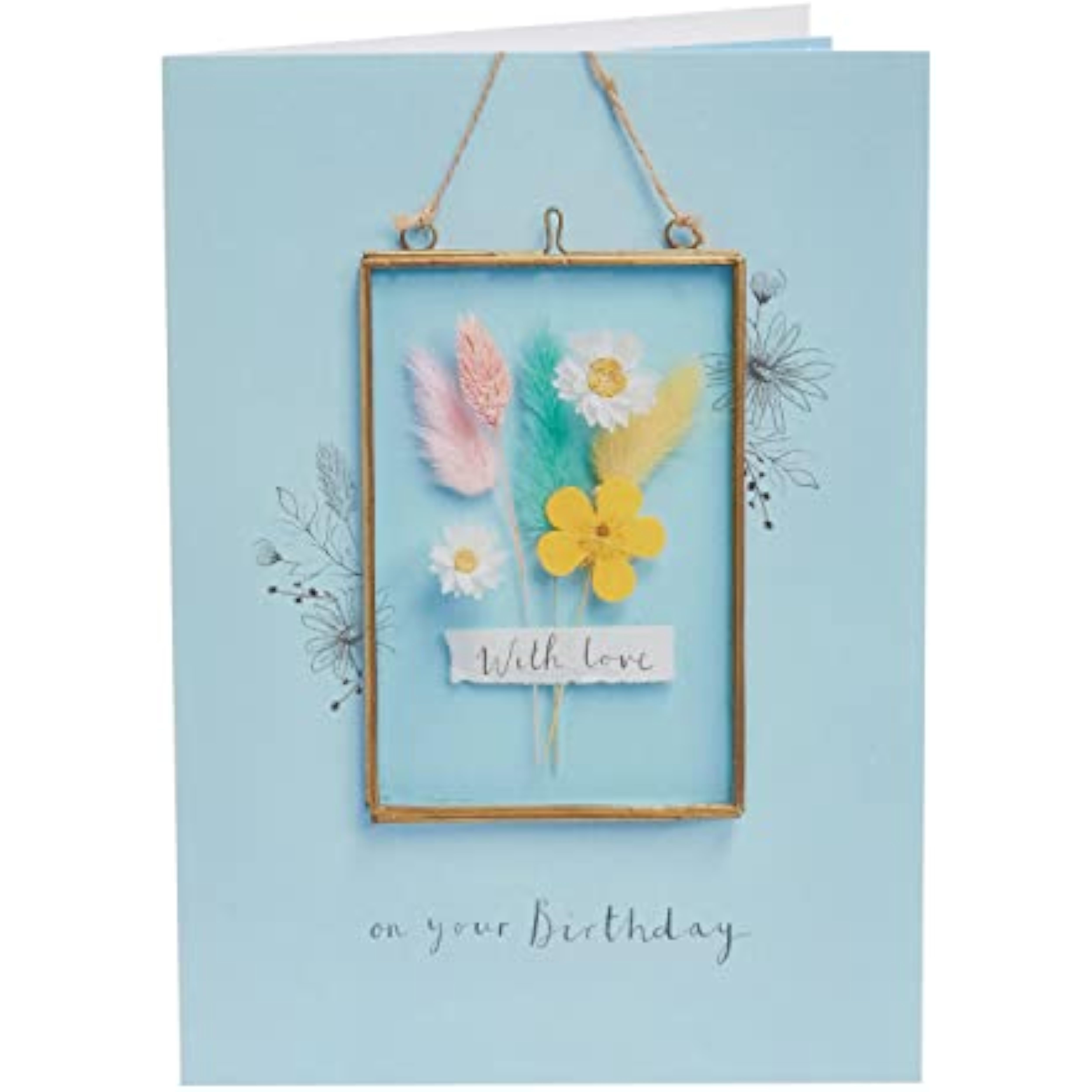 UK Greetings Birthday Card For Her/Female/Friend With Envelope - Framed Floral Design