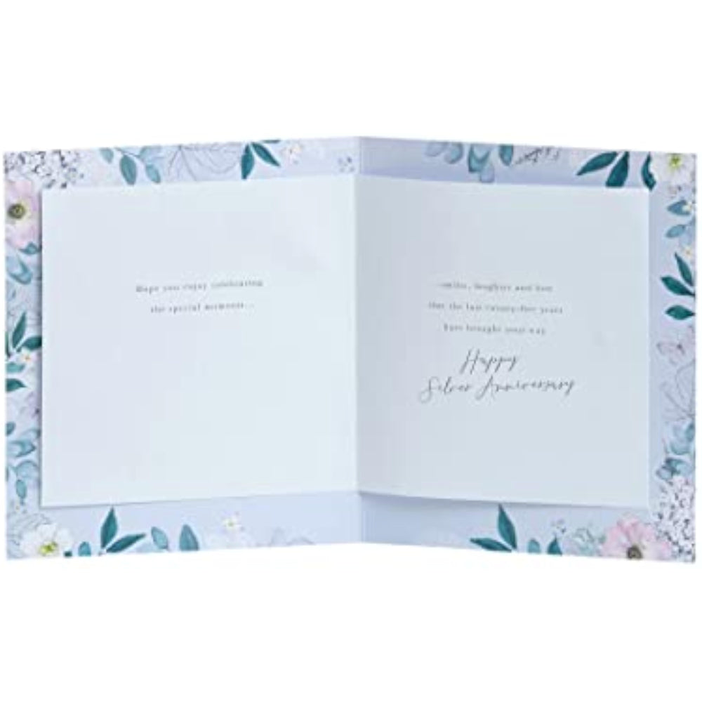 Light Floral Design 25th Anniversary Card