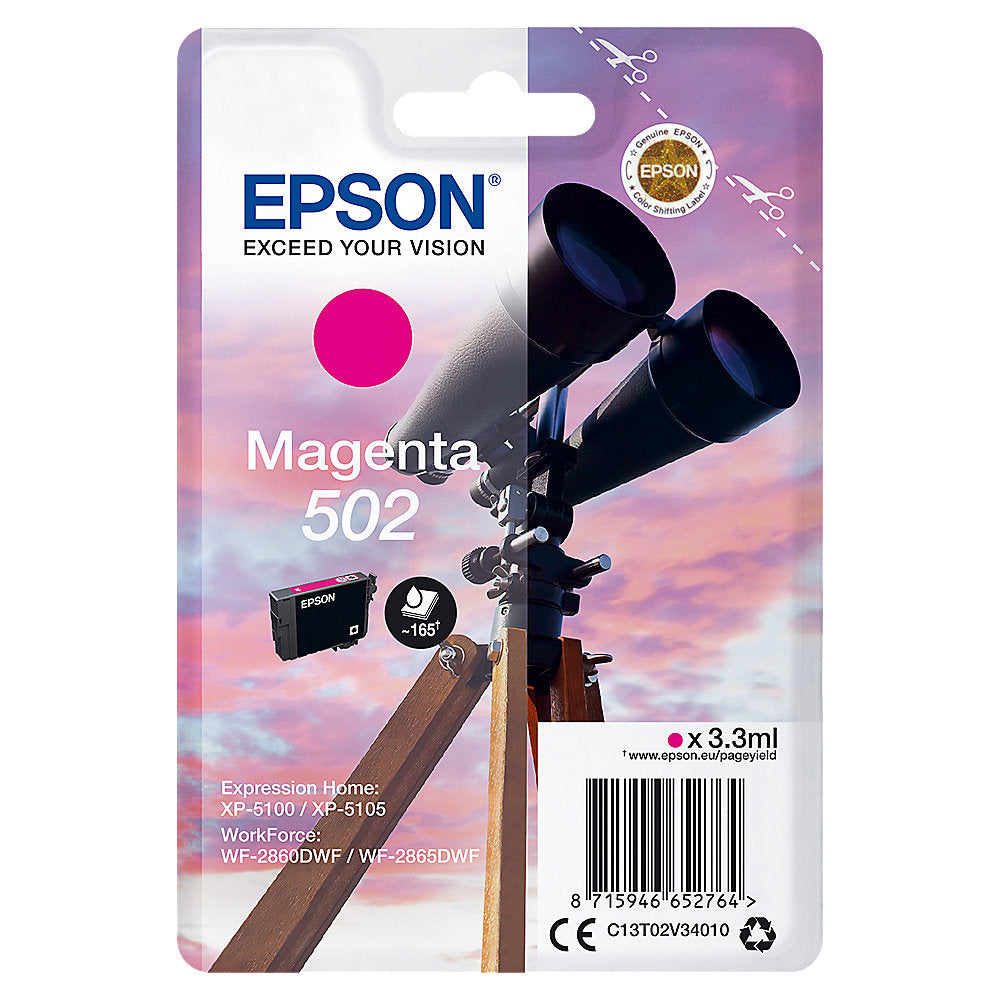 Epson 502 Binoculars Magenta Standard Capacity Ink Cartridge 3ml - C13T02V34010