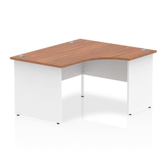 Dynamic Impulse 1400mm Right Crescent Desk Walnut Top White Panel End Leg I003887 DD
