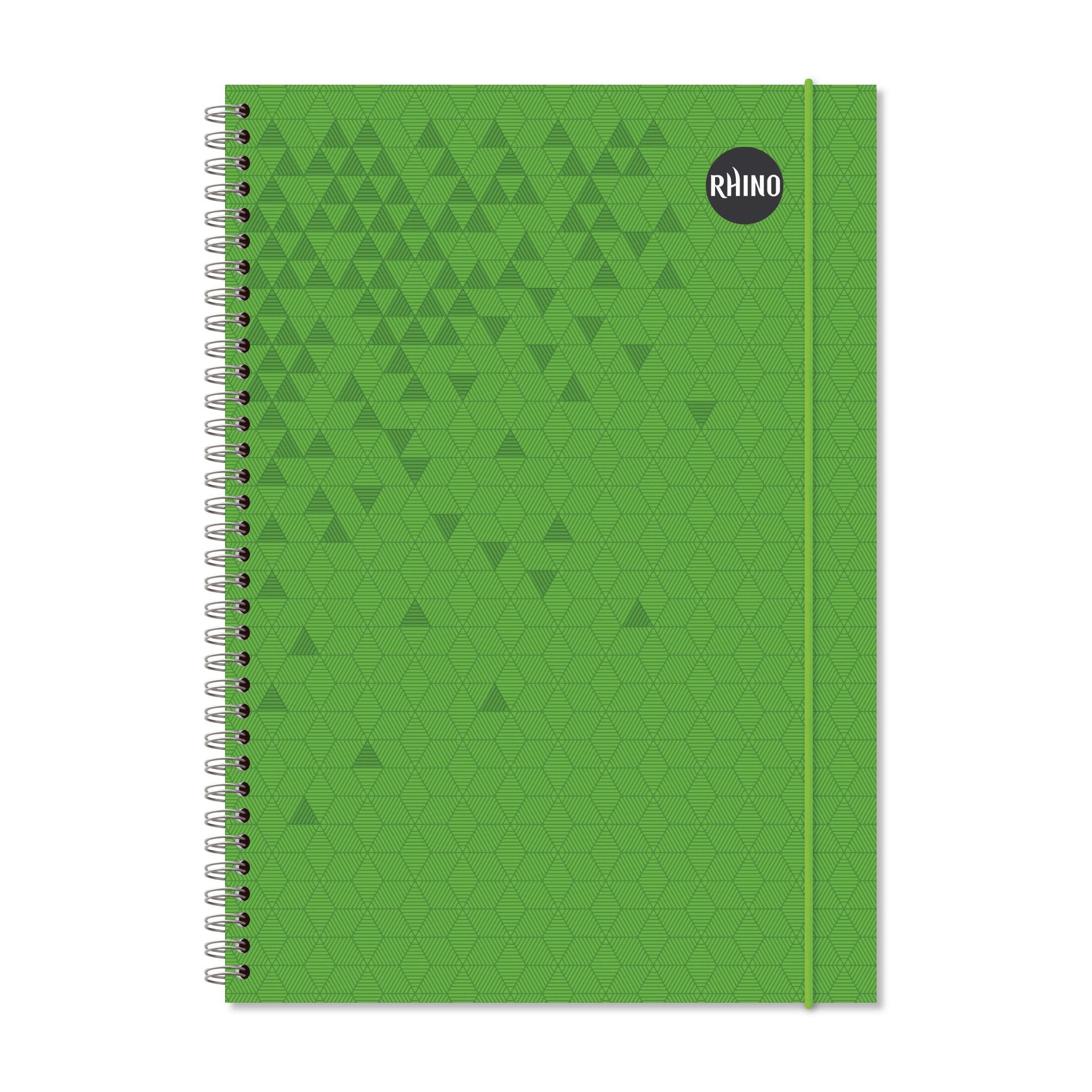 Rhino A4 Polypropylene Notebook With Elastic Band 200 Page Feint Ruled 8mm Green (Pack 6) - RNSE8-6 DD