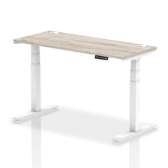 Dynamic Air 1400 x 600mm Height Adjustable Desk Grey Oak Top Cable Ports White Leg HA01182 DD