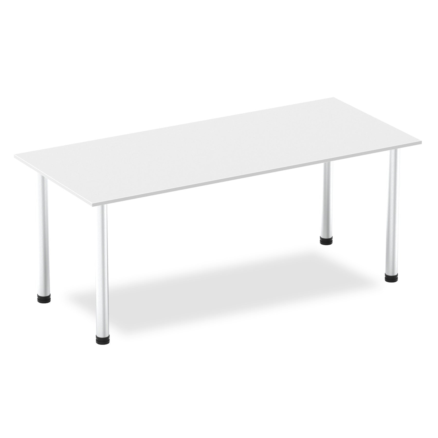Impulse 1800mm Straight Table White Top Brushed Aluminium Post Leg I003647 DD