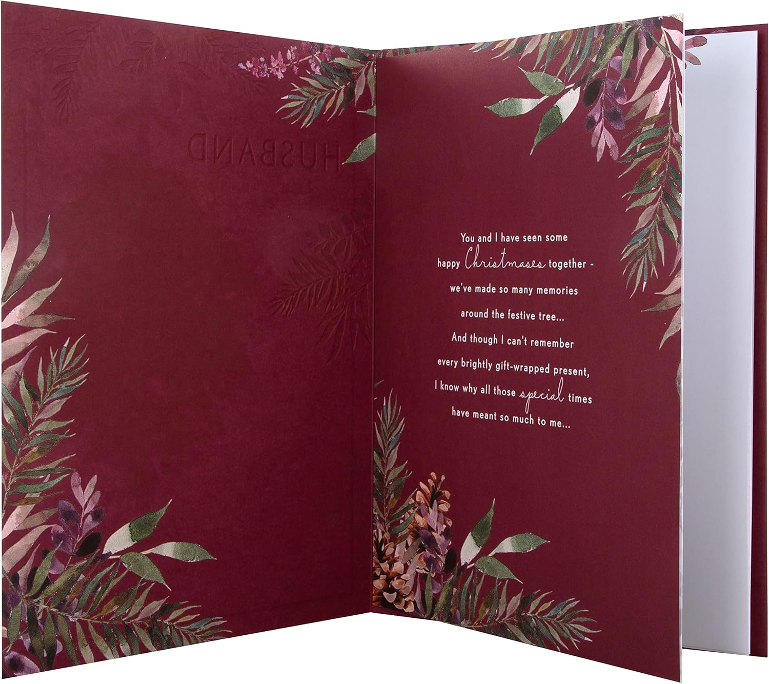 Hallmark Boxed Christmas Card for Husband – Traditional Seasonal Foliage Design