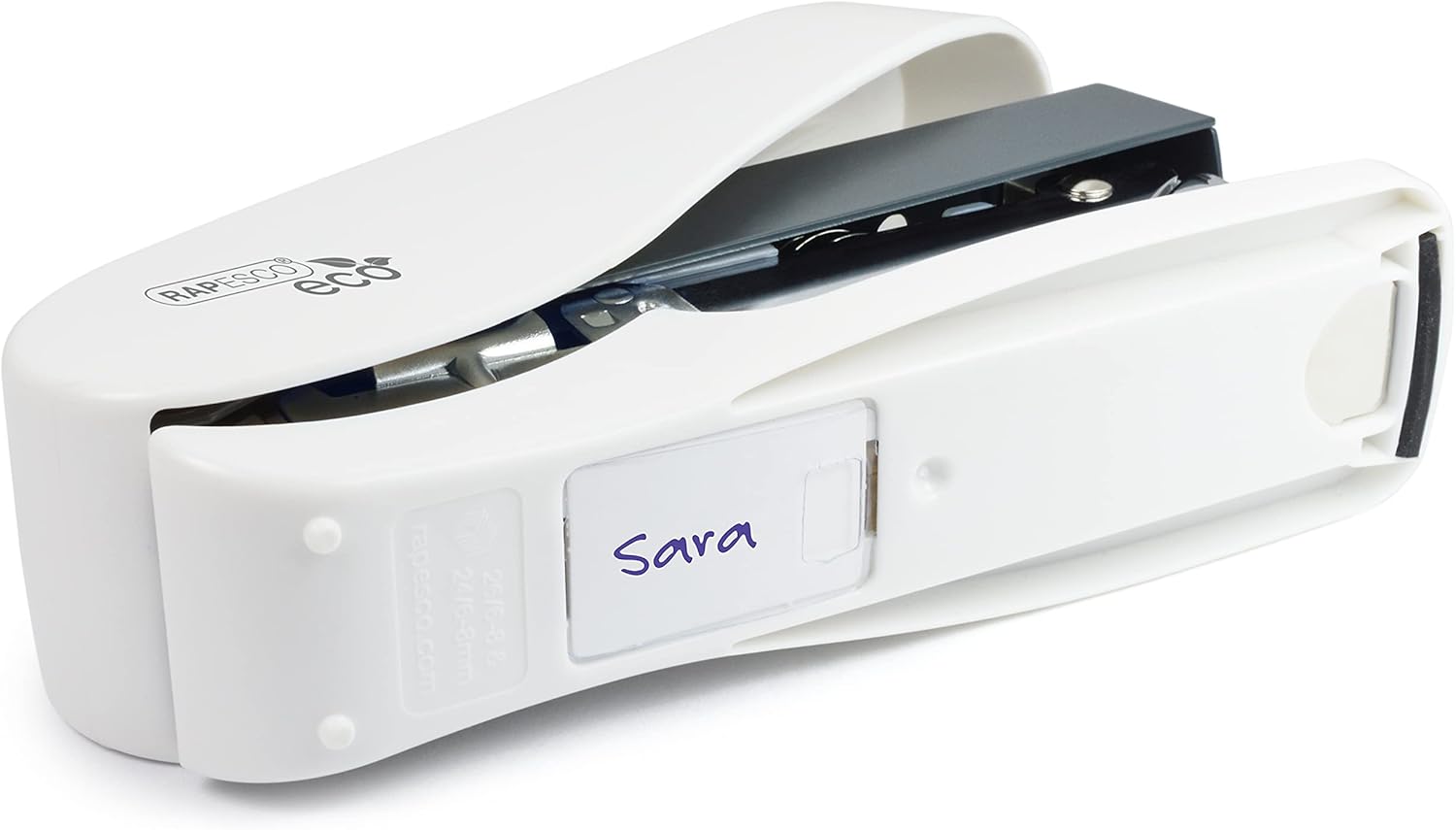 Rapesco Germ-Savvy® Antibacterial: Luna ECO Front Loading Less Effort Stapler & 2000x Staples (24/8mm B/1000 + 24/6mm B/1000) - Soft White