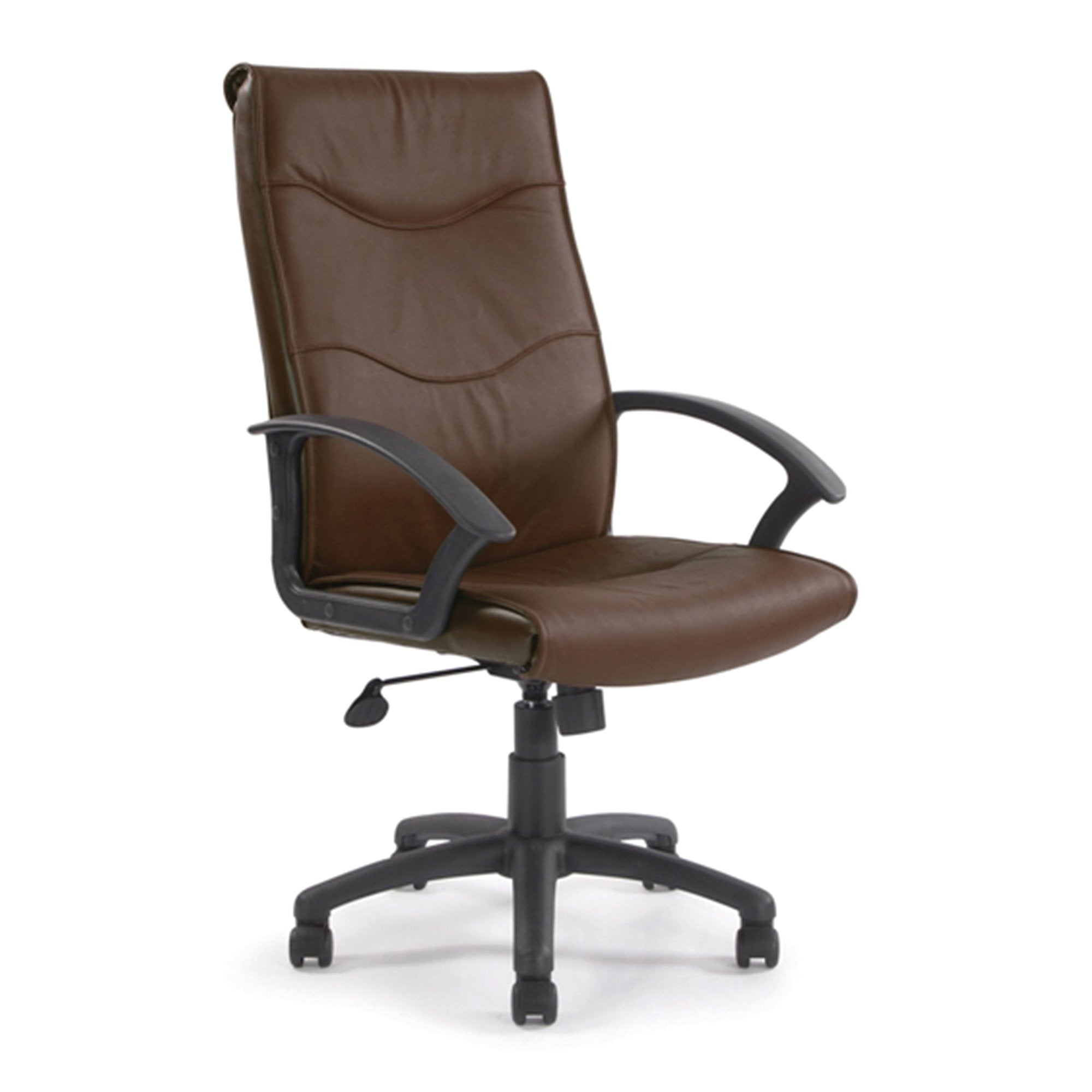 Nautilus Swithland High Back Leather Faced Executive Office Chair With Detailed Stitching and Fixed Arms Brown - DPA2007ATG/LBW DD