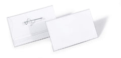Durable Name Badge 40x75mm with Pin Includes Blank Insert Cards Transparent (Pack 100) - 800819