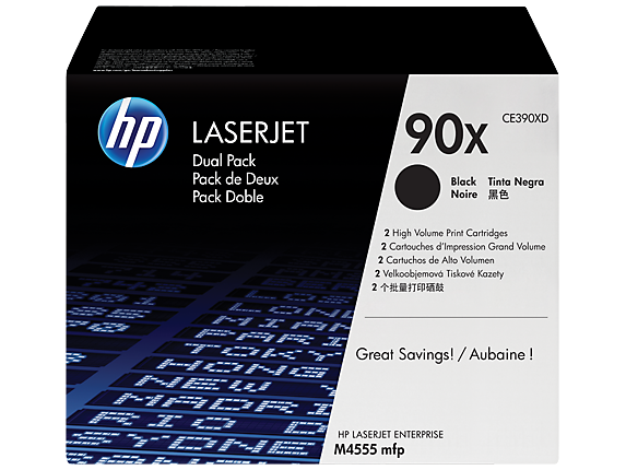 HP 90X Black High Yield Toner Cartridge Twinpack 2 x 24K pages (Pack 2) for HP LaserJet Enterprise M602/M603 - CE390XD