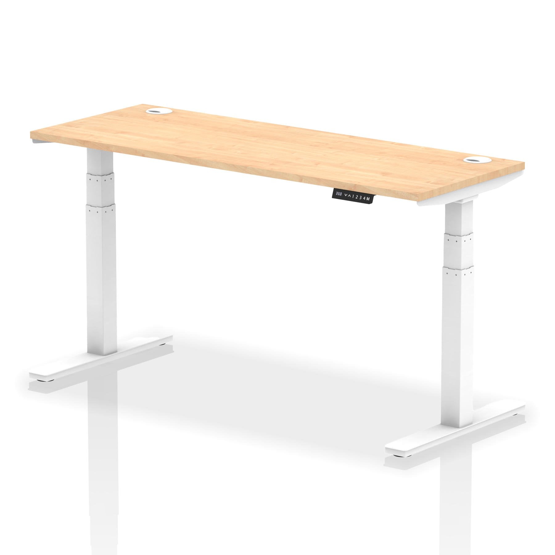 Dynamic Air 1600 x 600mm Height Adjustable Desk Maple Top Cable Ports White Leg HA01155 DD