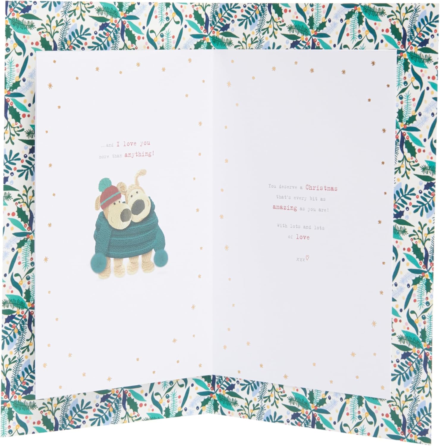 Christmas Greeting Card for Fiancé – Cute Boofle Festive Design