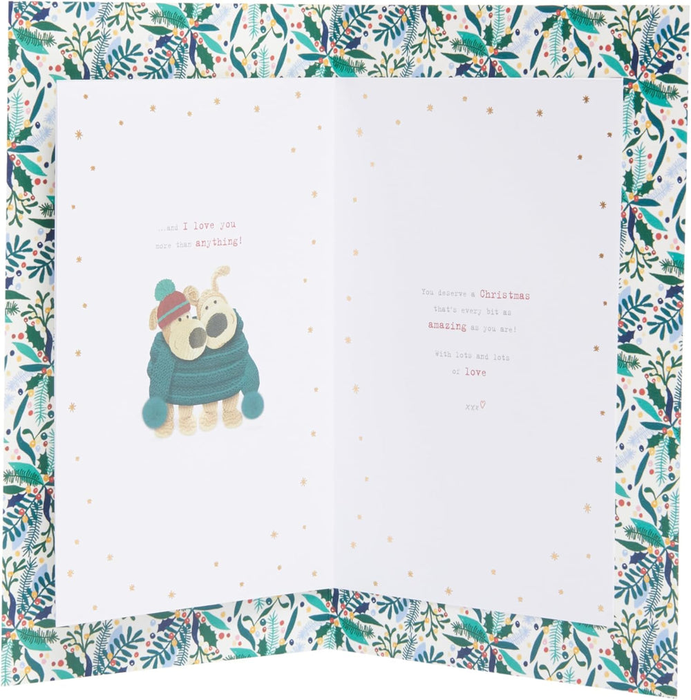 Christmas Greeting Card for Fiancé – Cute Boofle Festive Design