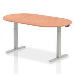 Dynamic Impulse W1800 x D1000 x H660-1310mm Height Adjustable Boardroom Table Beech Finish Silver Frame - I003541 DD