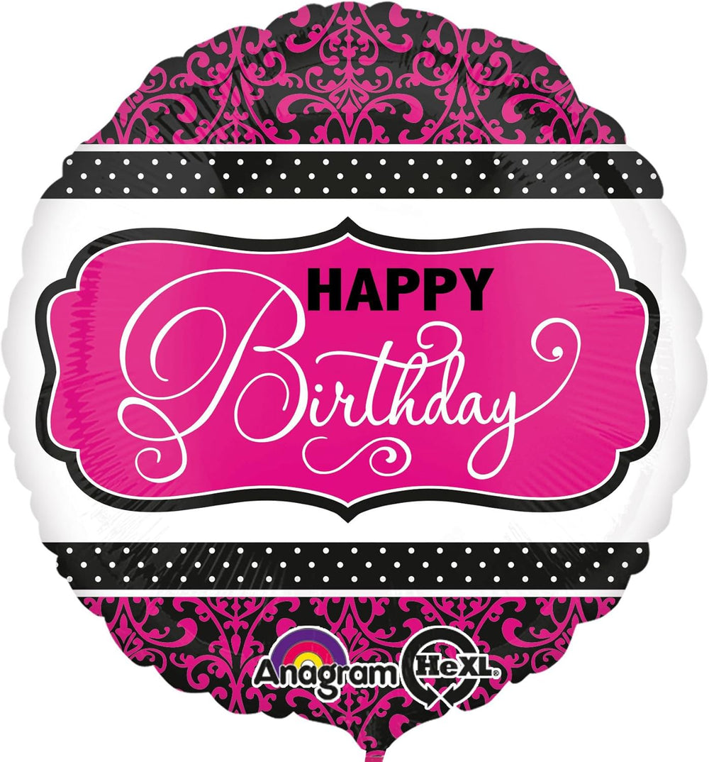 Xpress Yourself filigree damask birthday round foil balloon with elegant damask pattern for celebration decor