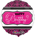Xpress Yourself filigree damask birthday round foil balloon with elegant damask pattern for celebration decor