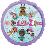 Round foil balloon featuring LOL Surprise design, branded by Xpress Yourself, perfect for celebrations and party decor.