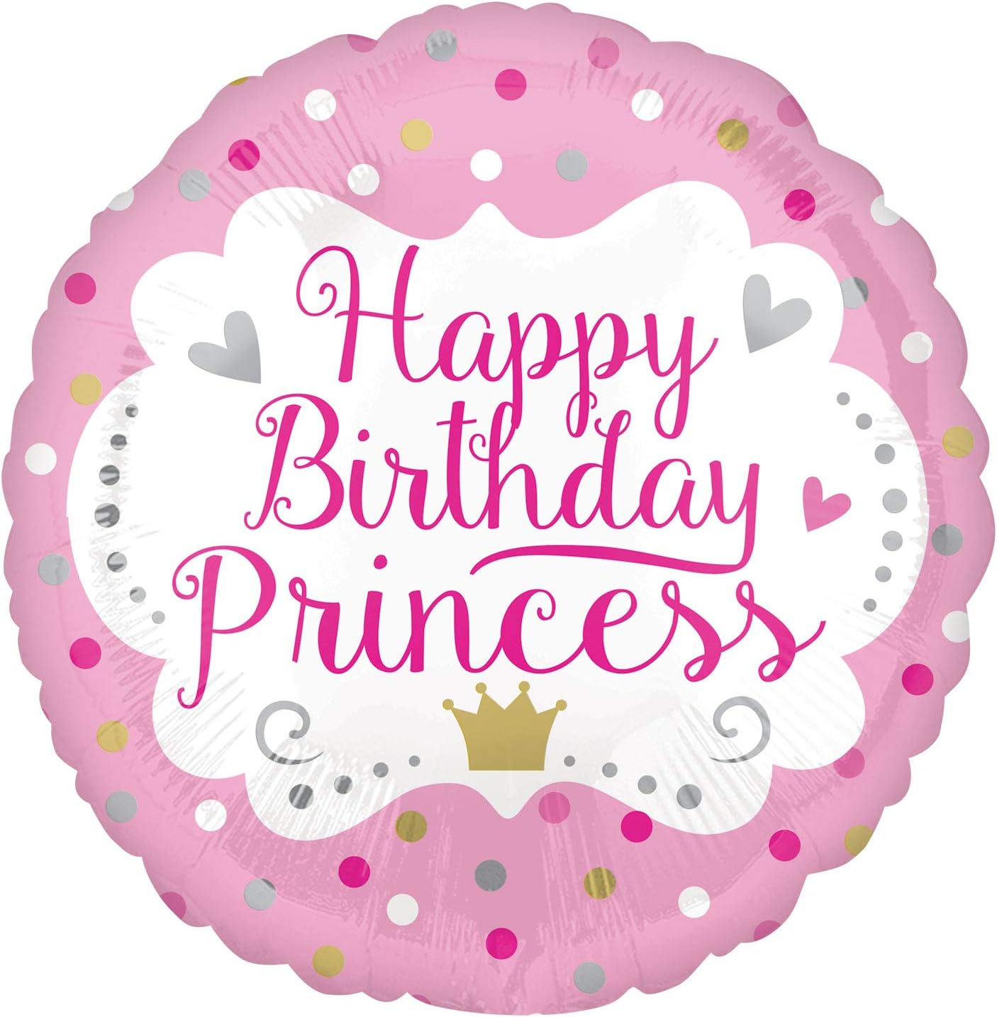Xpress Yourself round foil balloon with "Happy Birthday Princess" design, small size, celebrating birthday festivities