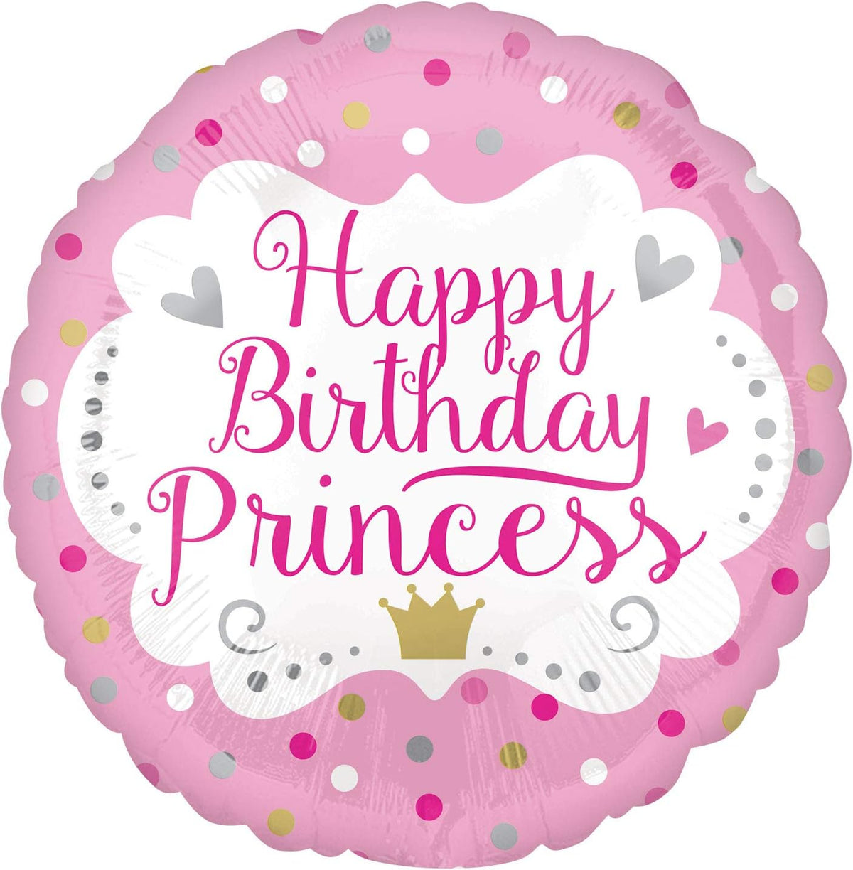 Xpress Yourself round foil balloon with "Happy Birthday Princess" design, small size, celebrating birthday festivities