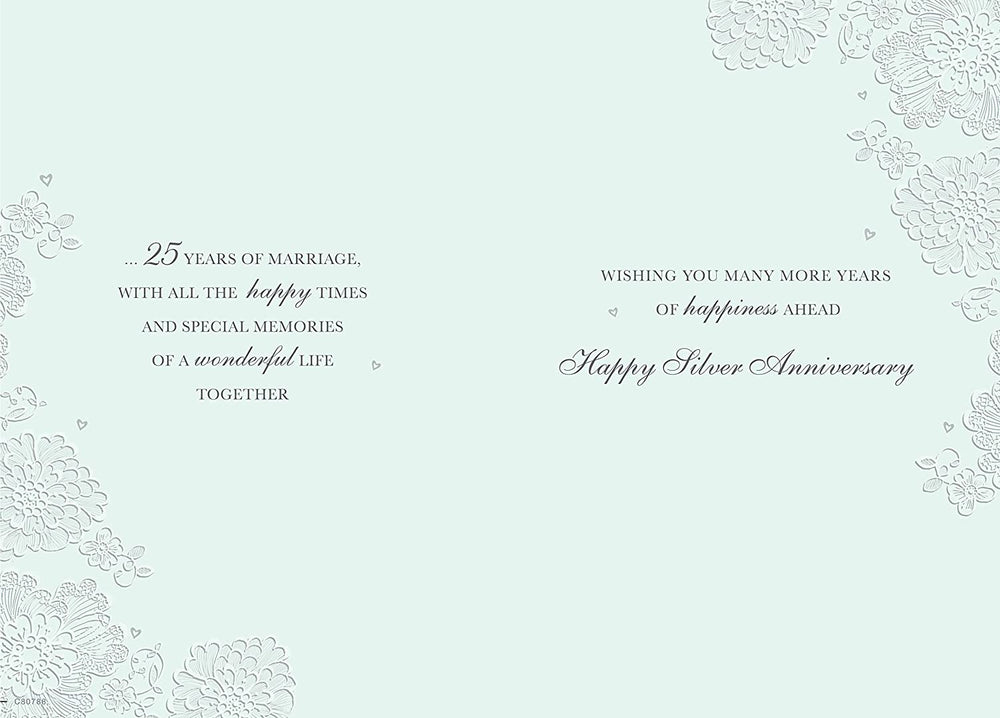 Xpress Yourself classic silver 25th anniversary greeting card featuring elegant design for special celebration.