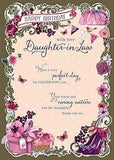 Xpress Yourself happy birthday daughter-in-law greeting card with love, featuring colorful floral design and heartfelt message inside.