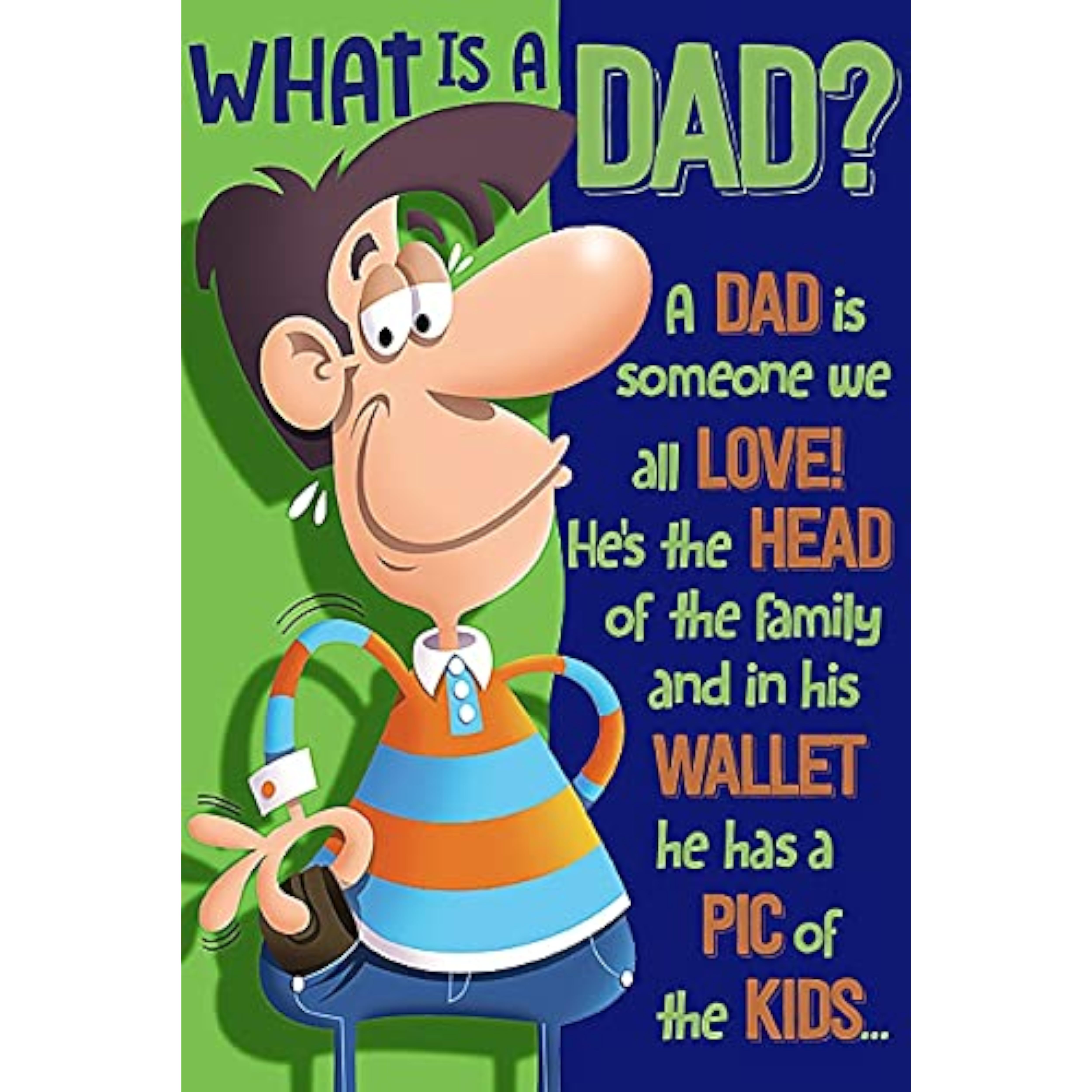 Xpress Yourself Father's Day greeting card featuring a wallet joke and humorous message about what it means to be a dad.