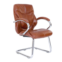 Nautilus Designs Sandown High Back Luxurious Leather Faced Synchronous Visitor Chair With Integrated Headrest & Fixed Arms Tan - DPA617AV/TN DD