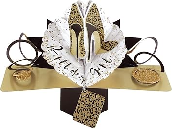Birthday Girl Shoes Pop-Up Greeting Card Original Second Nature 3D Pop Up Cards