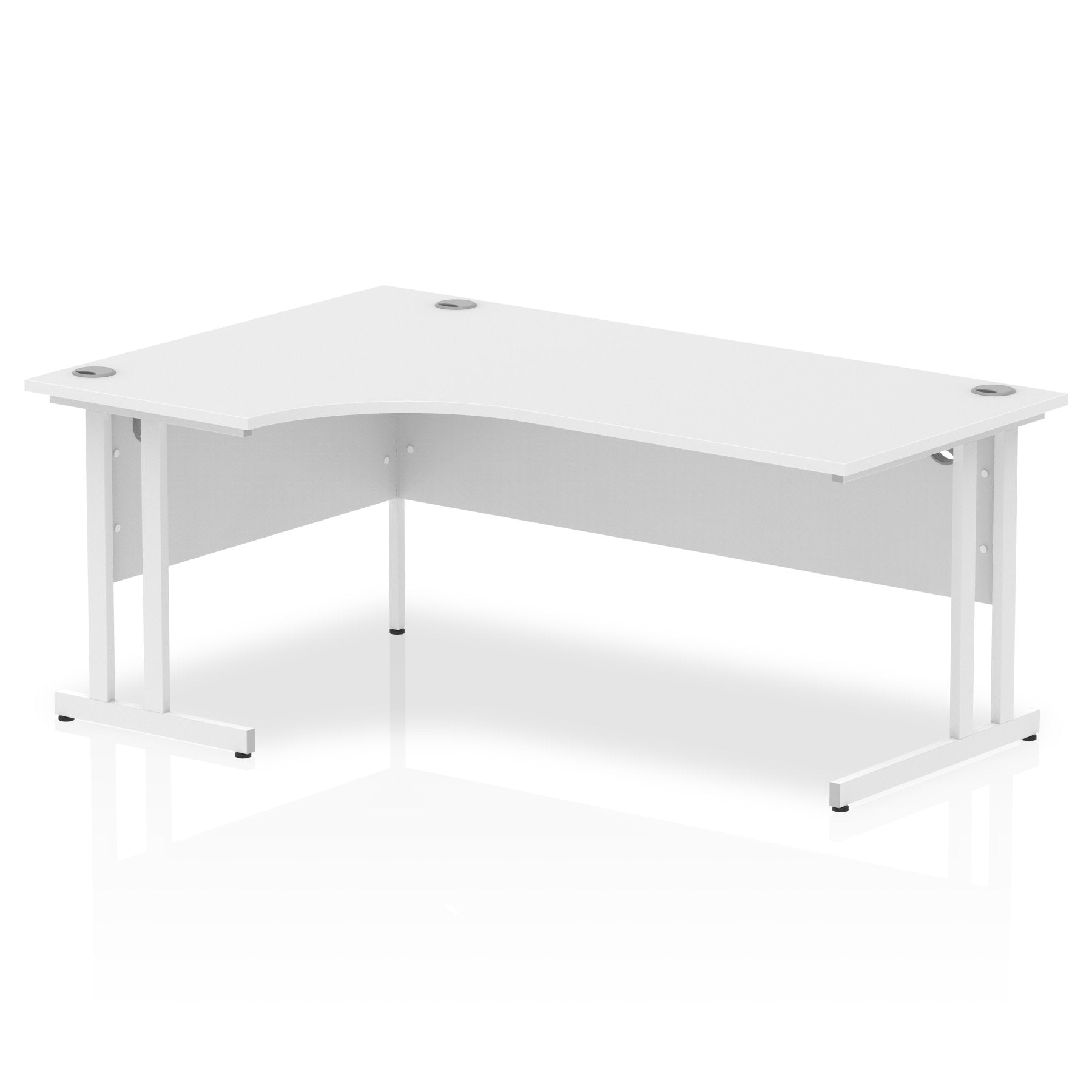 Impulse Contract Left Hand Crescent Cantilever Desk W1800 x D1200 x H730mm White Finish/White Frame - I002394 DD