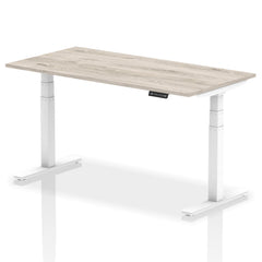 Dynamic Air 1600 x 800mm Height Adjustable Desk Grey Oak Top White Leg HA01166 DD