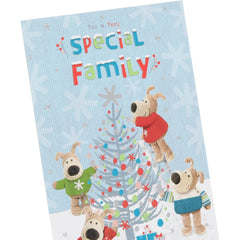 Boofles Around Xmas Tree Special Family Christmas Card – Cute Festive Design