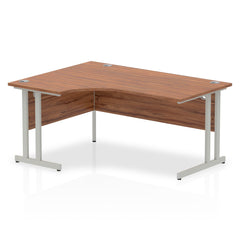 Dynamic Impulse 1600mm Left Crescent Desk Walnut Top Silver Cantilever Leg I000343 DD