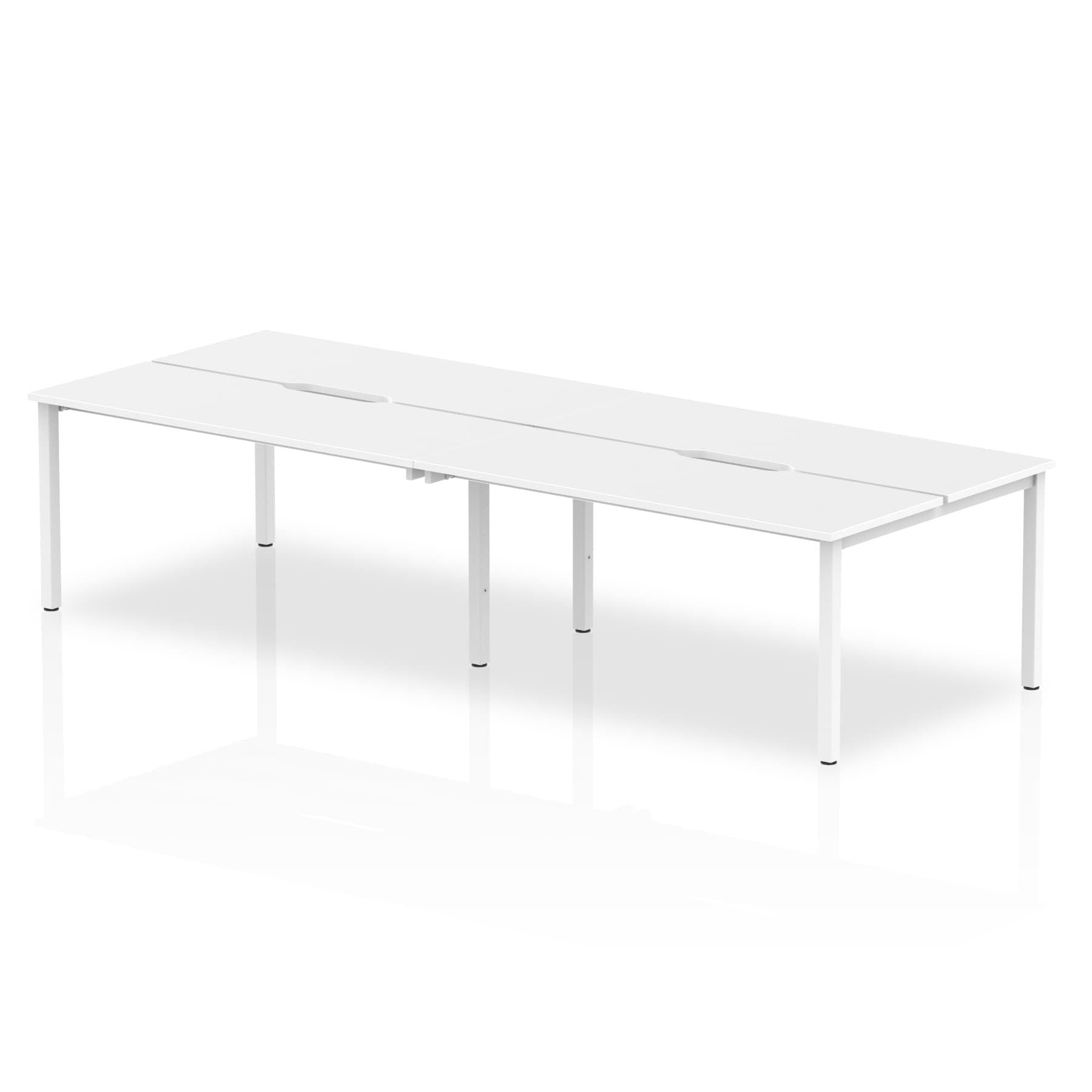 Evolve Plus 1400mm Back to Back 4 Person Desk White Top Silver Frame BE251 DD