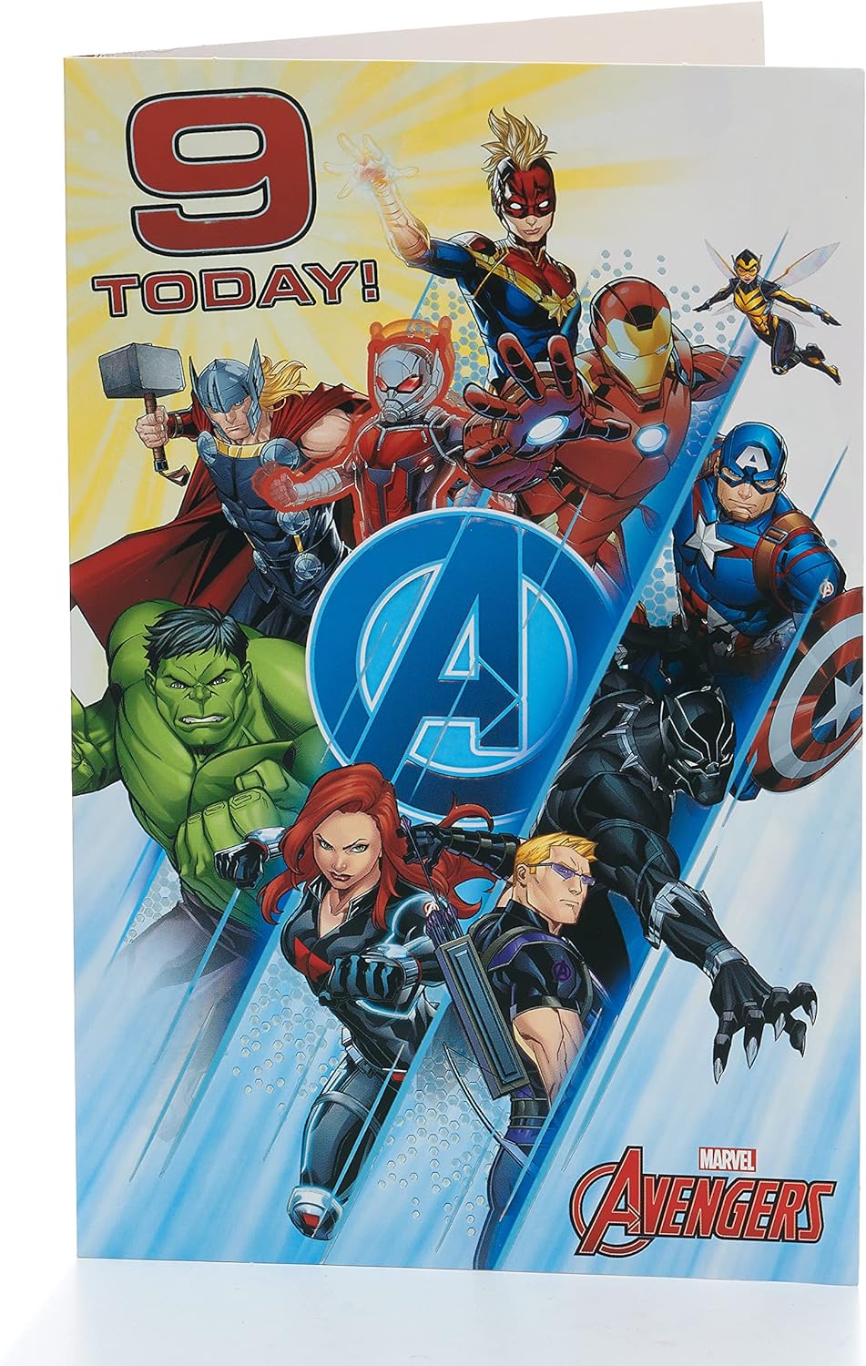 Marvel Avengers 9th Birthday Card with Badge