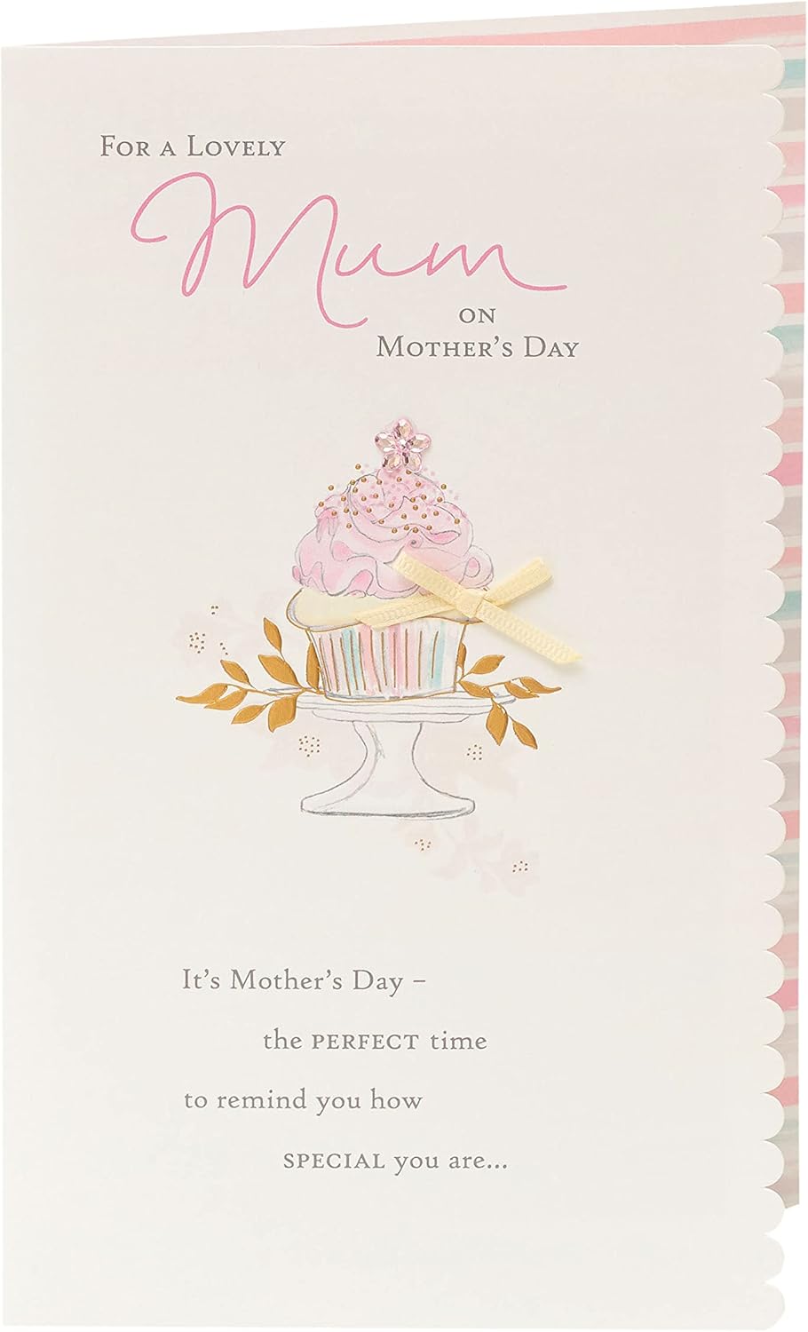 UK Greetings Mother's Day Card With Envelope - Cupcake Design, Pale