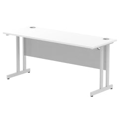 Impulse 1600 x 600mm Straight Desk White Top Silver Cantilever Leg MI002198 DD