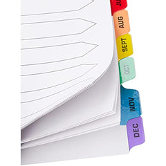 A4 Pre-Printed Tabs Multi Punched January to December Reinforced Multi-Colour Index