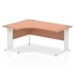 Impulse Contract Left Hand Crescent Cable Managed Leg Desk W1600 x D1200 x H730mm Oak Finish/White Frame - I002848 DD