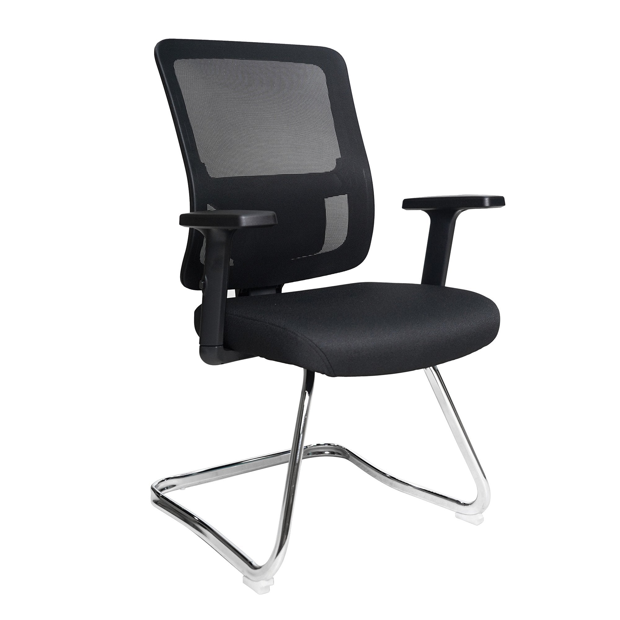 Nautilus Designs Barri Medium Back Mesh Visitor Chair With Fabric Seat and Height Adjustable Arms Black - BCM/K610V/BK DD