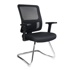 Nautilus Designs Barri Medium Back Mesh Visitor Chair With Fabric Seat and Height Adjustable Arms Black - BCM/K610V/BK DD