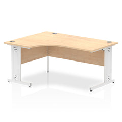 Impulse Contract Left Hand Crescent Cable Managed Leg Desk W1600 x D1200 x H730mm Maple Finish/White Frame - I002622 DD