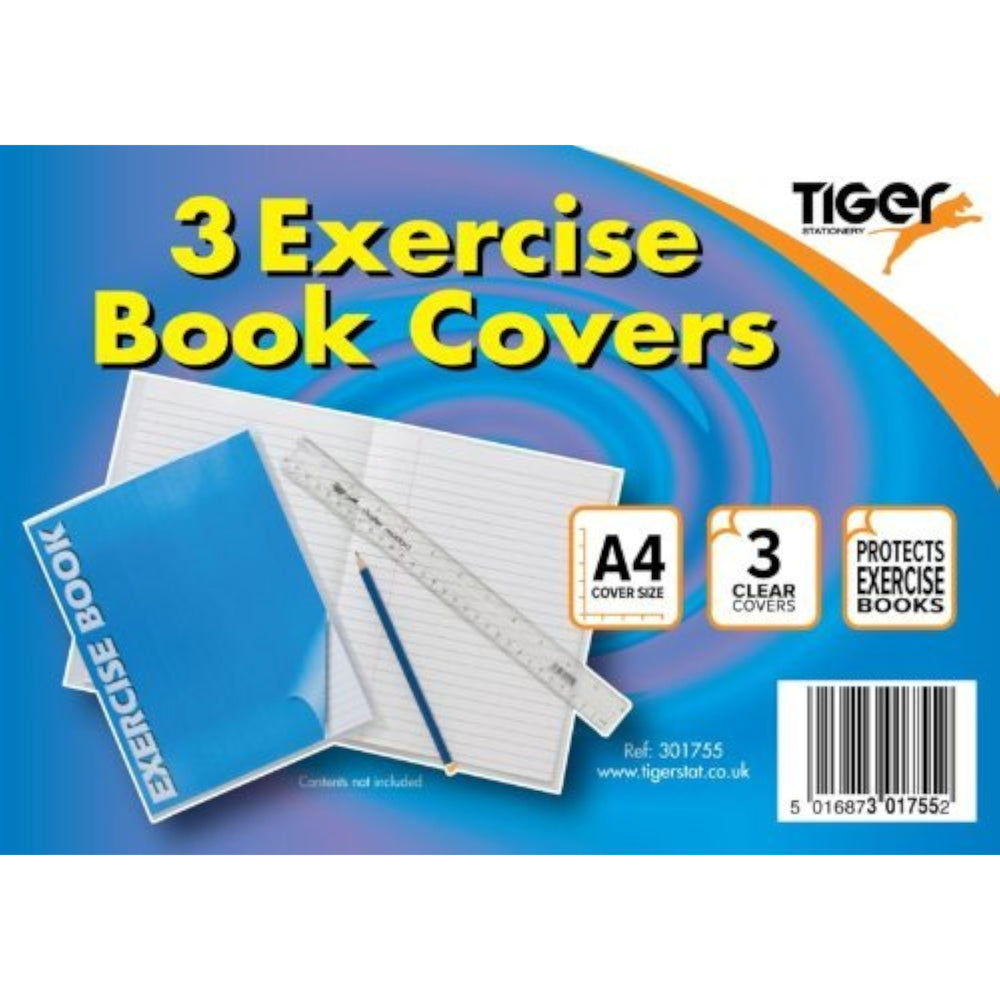 Tiger A4 Clear Exercise Book Covers (Pack of 3) – Bulk Wholesale UK