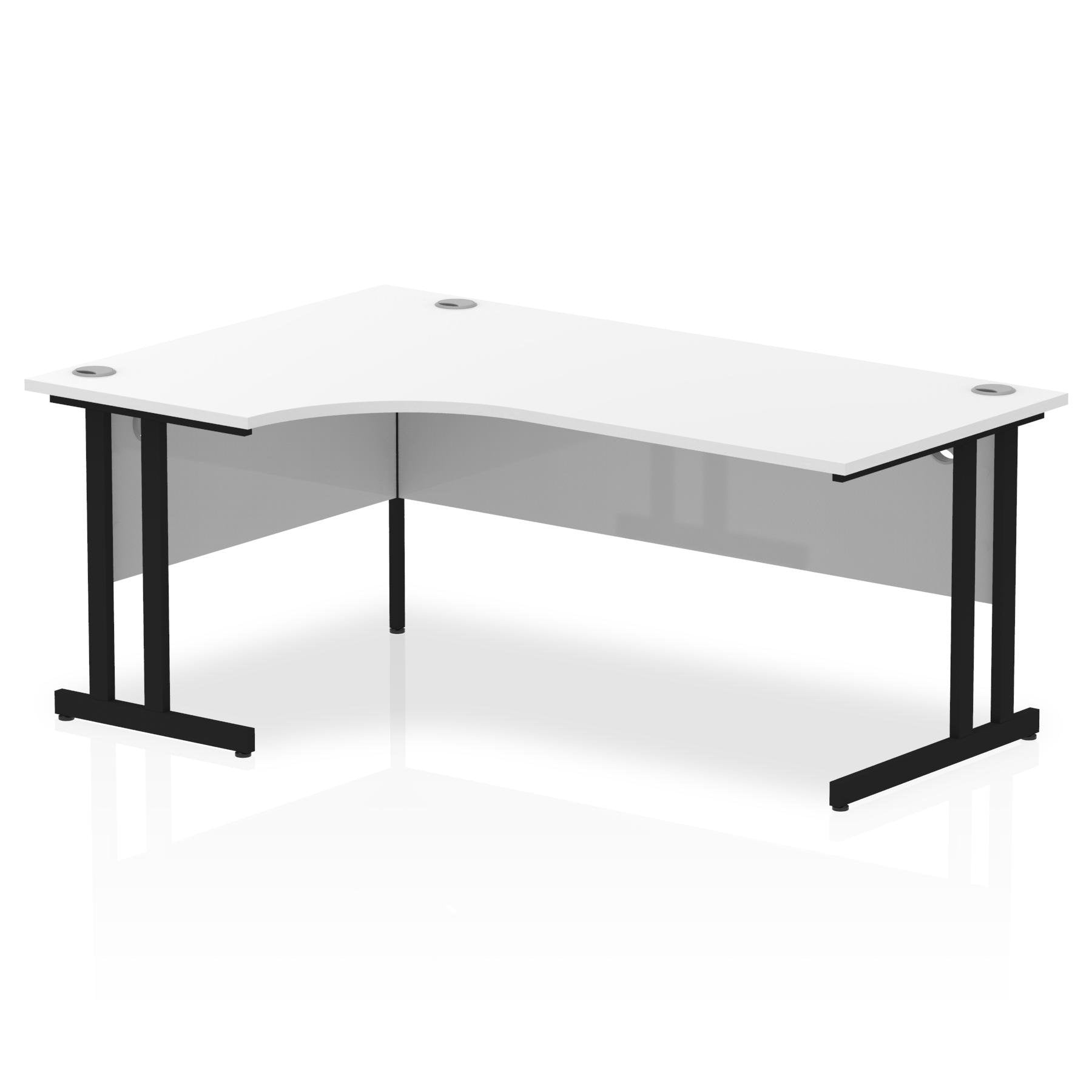 Dynamic Impulse W1800 x D1200/800 x H730mm Left Hand Crescent Desk With Cable Management Ports Cantilever Leg White Finish Black Frame - MI003332 DD