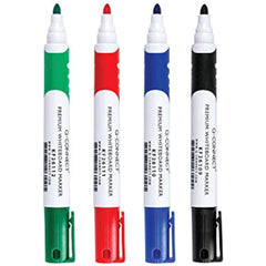 Pack of 4 Assorted Q-Connect Premium Whiteboard Markers Bullet Tip