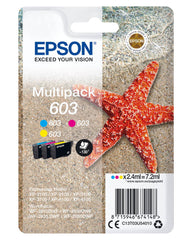 Epson 603 Starfish Cyan Magenta Yellow Standard Capacity Ink Cartridge Multipack 3 x 2.4ml (Pack 3) - C13T03U54010