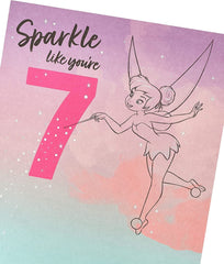 7th Birthday Card for Girl - Disney Princess Birthday Card - Tinker Bell Birthday Card - Age 7 Birthday Card for Girl, Multi (698268-0-1)