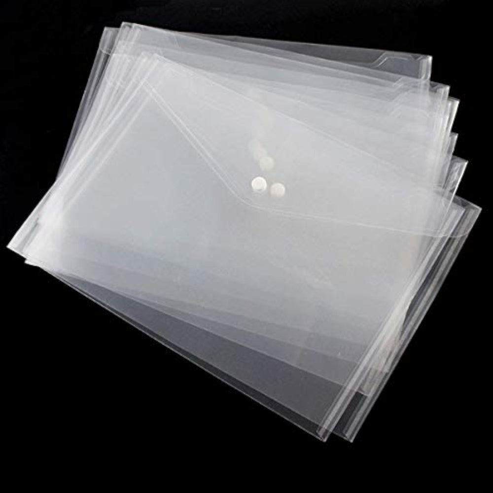 Single Clear A5 Plastic Folder Document Wallets Poppers