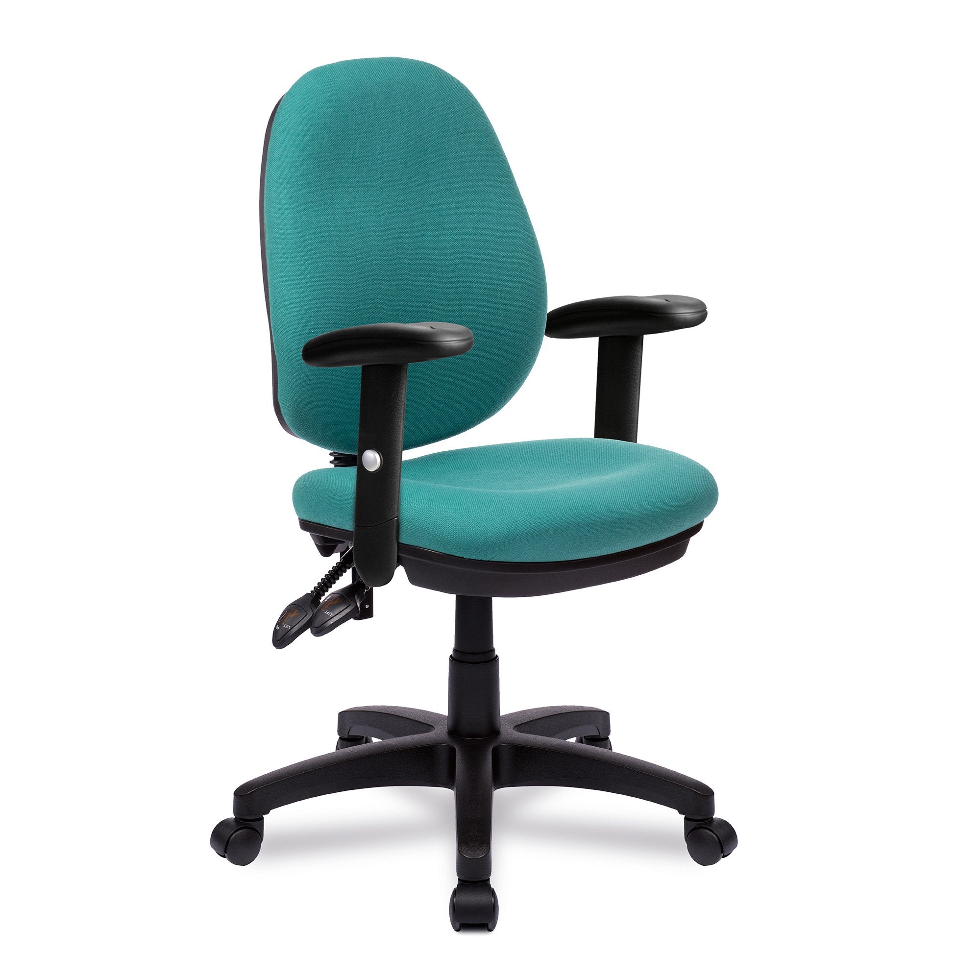 Nautilus Designs Java 200 Medium Back Twin Lever Fabric Operator Office Chair With Height Adjustable Arms Green - BCF/P505/GN/ADT DD